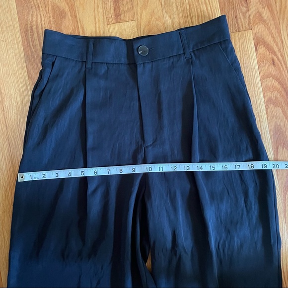 Zara High Waisted Full Length Straight Trouser Pants Black 7385/499 - Picture 5 of 14